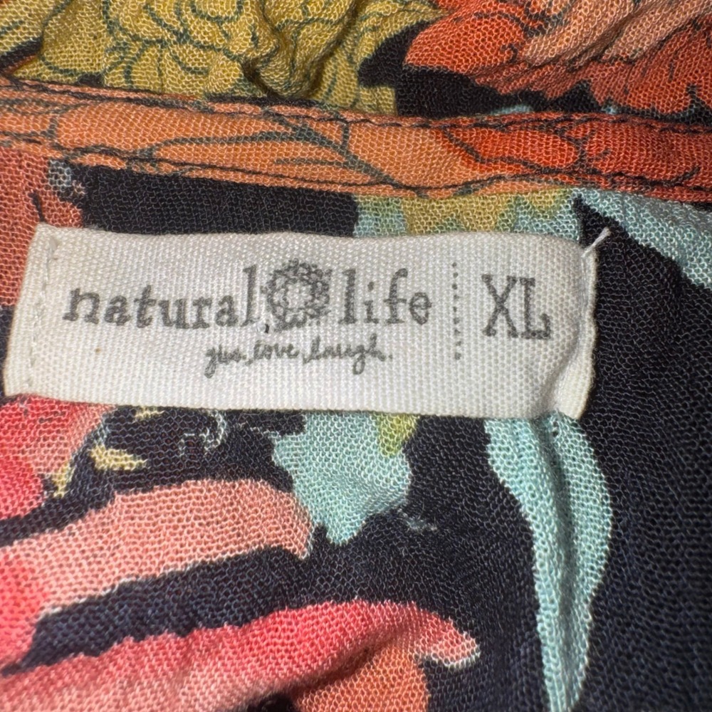 Natural Life Black Floral Boho Maxi Dress Women's XL Strappy V-Neck - Picture 5 of 5